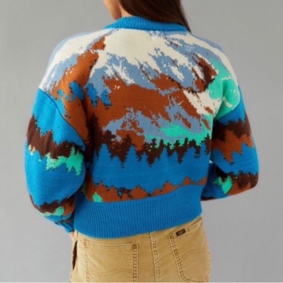 NWT Urban Outfitters BDG Abstract Mountain Print Half Zip Sweater - Picture 3 of 9